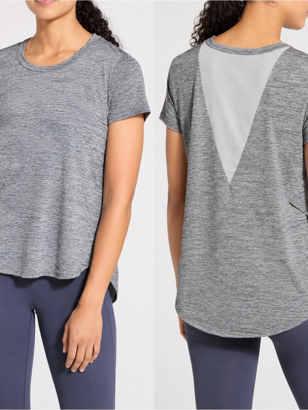 Athleta Utopia Mesh Back Side Split Active Tee Gray Size L ❣️